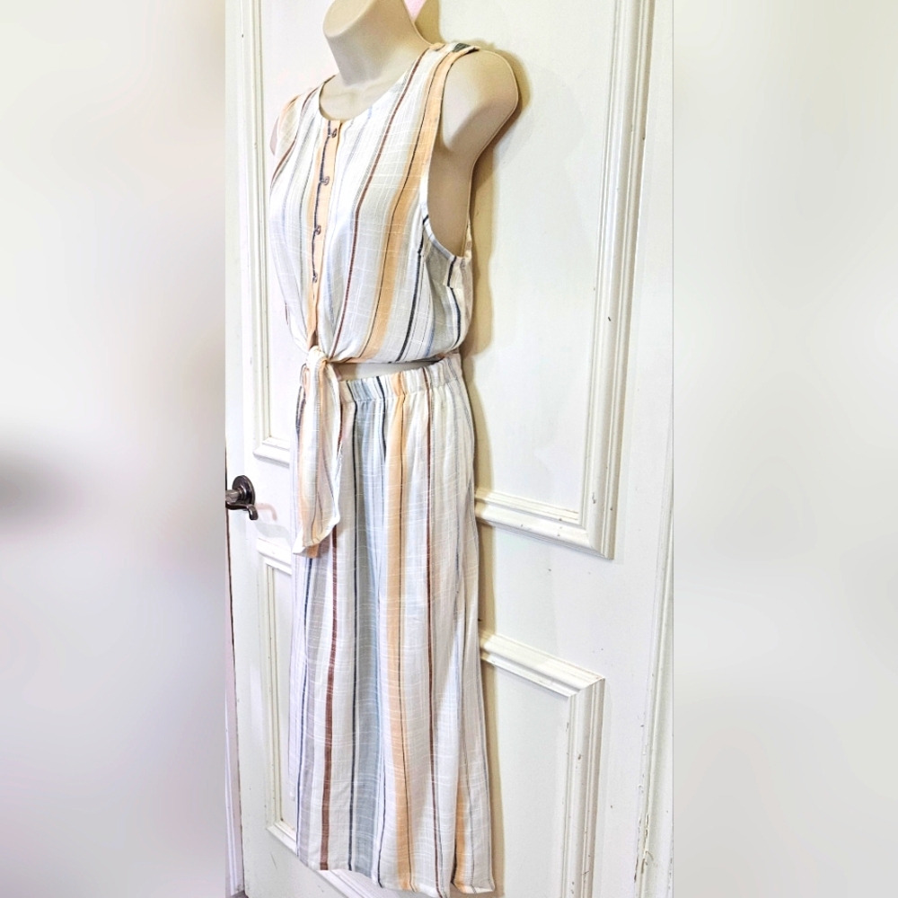 RVCA White MultiColor Striped Sleeveless Button-Down Arizona Dress,Large,NWT - Picture 11 of 16